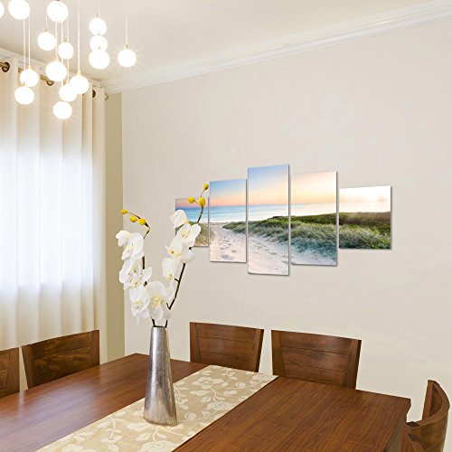 Strand Meer Landschaft Bild Kunstdruck auf Vlies-Leinwand L012