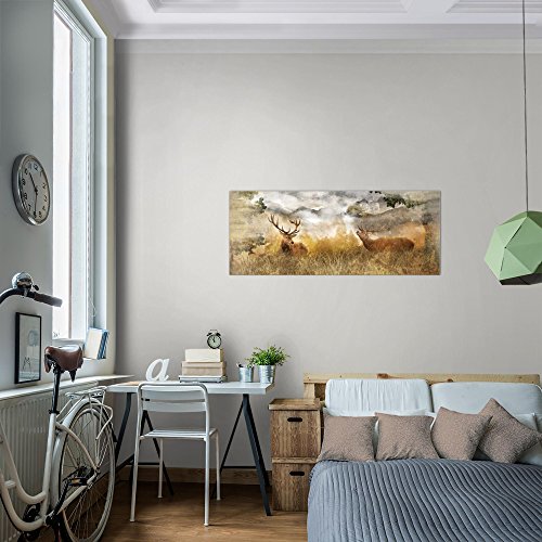 Natur Hirsch Bild Kunstdruck auf Vlies-Leinwand S144