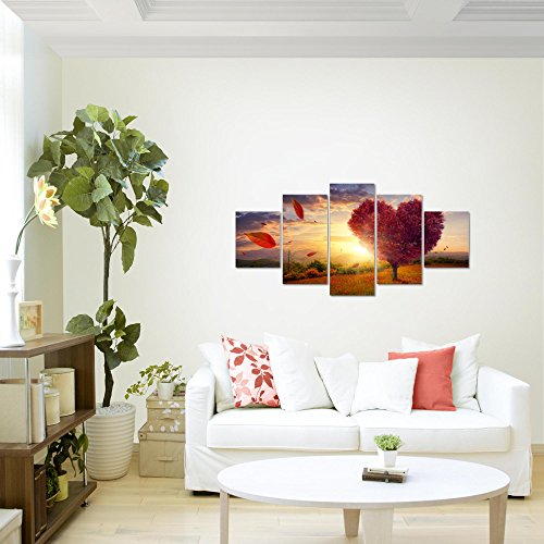 Herbst Baum Herz Landschaft Bild Kunstdruck auf Vlies-Leinwand L159