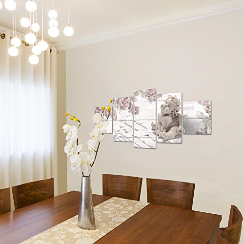 Engel Blumen Bild Kunstdruck auf Vlies-Leinwand B498