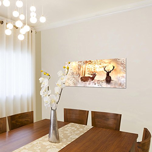 Winter Hirsch Bild Kunstdruck auf Vlies-Leinwand S195