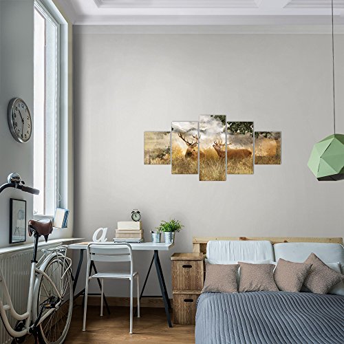 Natur Hirsch Bild Kunstdruck auf Vlies-Leinwand S142