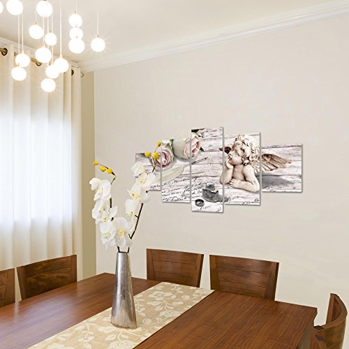 Engel Blumen Bild Kunstdruck auf Vlies-Leinwand B495