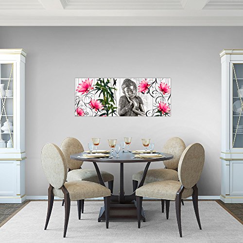Buddha Blumen Bild Kunstdruck auf Vlies-Leinwand F017