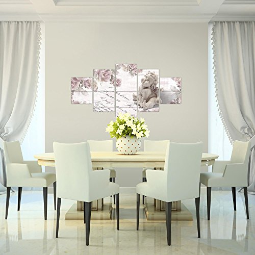 Engel Blumen Bild Kunstdruck auf Vlies-Leinwand B498