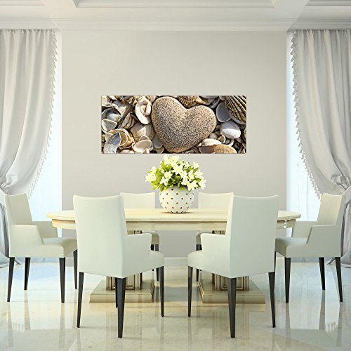 Herz Muscheln Bild Kunstdruck auf Vlies-Leinwand S086