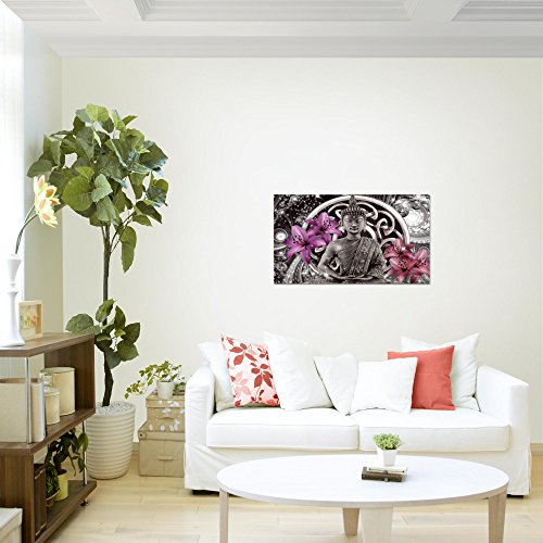 Buddha Blumen Bild Kunstdruck auf Vlies-Leinwand F011