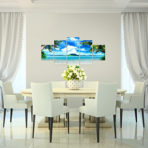 Strand Palmen Landschaft Bild Kunstdruck auf Vlies-Leinwand L019