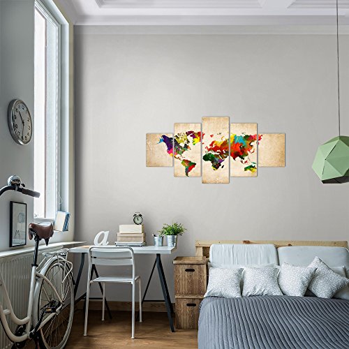 Weltkarte World Map Bild Kunstdruck auf Vlies-Leinwand W066