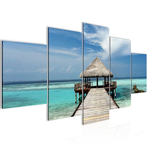 Strand Meer Landschaft Bild Kunstdruck auf Vlies-Leinwand L017