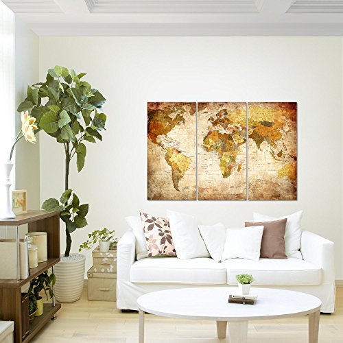 Weltkarte World Map Bild Kunstdruck auf Vlies-Leinwand W068