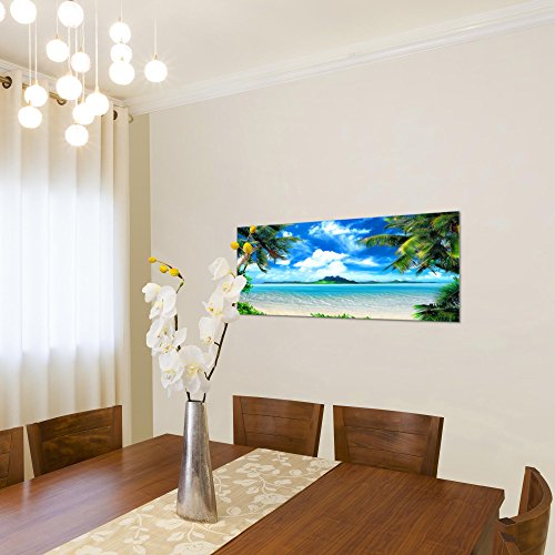 Strand Palmen Landschaft Bild Kunstdruck auf Vlies-Leinwand L020