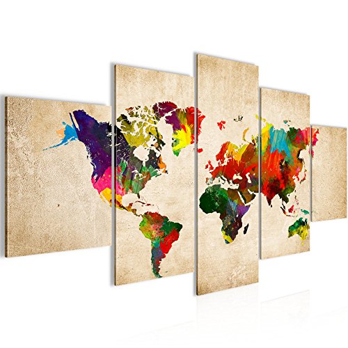 Weltkarte World Map Bild Kunstdruck auf Vlies-Leinwand W066