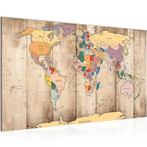 Weltkarte World Map Bild Kunstdruck auf Vlies-Leinwand W046