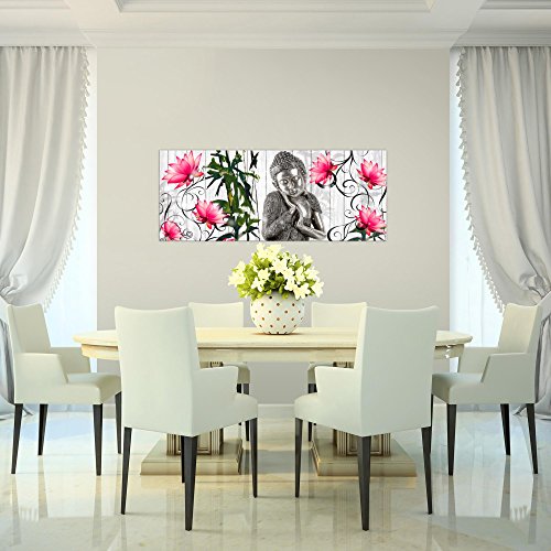 Buddha Blumen Bild Kunstdruck auf Vlies-Leinwand F017