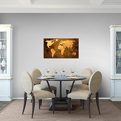 Weltkarte World Map Bild Kunstdruck auf Vlies-Leinwand W071