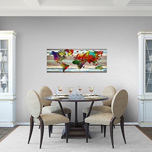 Weltkarte World Map Bild Kunstdruck auf Vlies-Leinwand W034