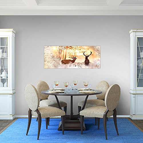 Winter Hirsch Bild Kunstdruck auf Vlies-Leinwand S195