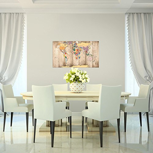 Weltkarte World Map Bild Kunstdruck auf Vlies-Leinwand W046