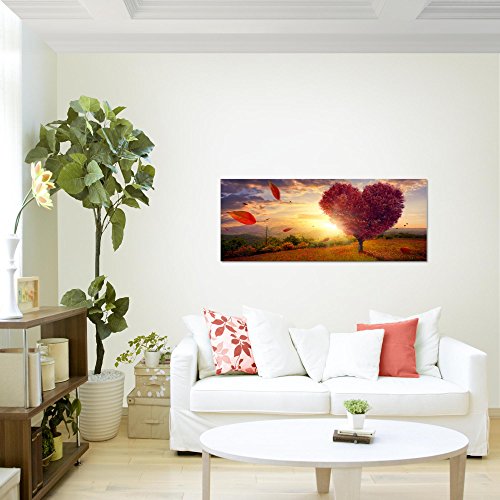 Herbst Baum Herz Landschaft Bild Kunstdruck auf Vlies-Leinwand L162