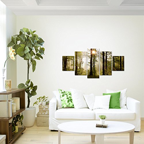 Wald Landschaft Bild Kunstdruck auf Vlies-Leinwand L077
