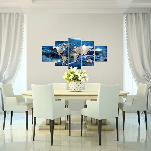 Weltkarte World Map Bild Kunstdruck auf Vlies-Leinwand W073