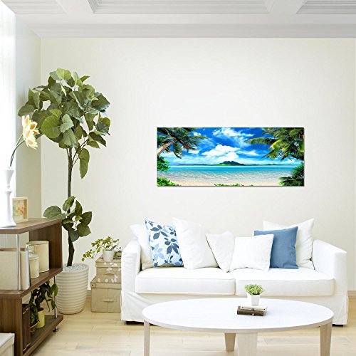 Strand Palmen Landschaft Bild Kunstdruck auf Vlies-Leinwand L020
