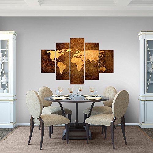 Weltkarte World Map Bild Kunstdruck auf Vlies-Leinwand W057
