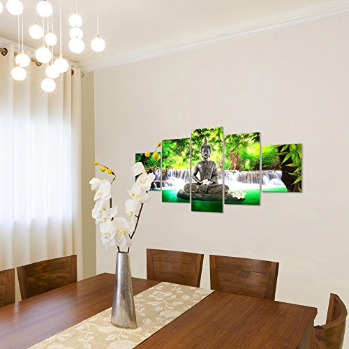 Buddha Wasserfall Bild auf Vlies-Leinwand F005