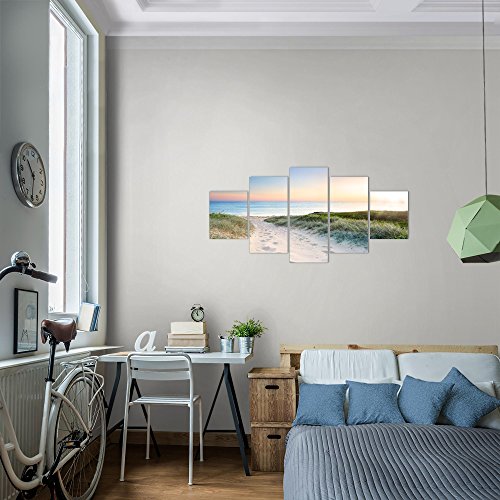 Strand Meer Landschaft Bild Kunstdruck auf Vlies-Leinwand L012