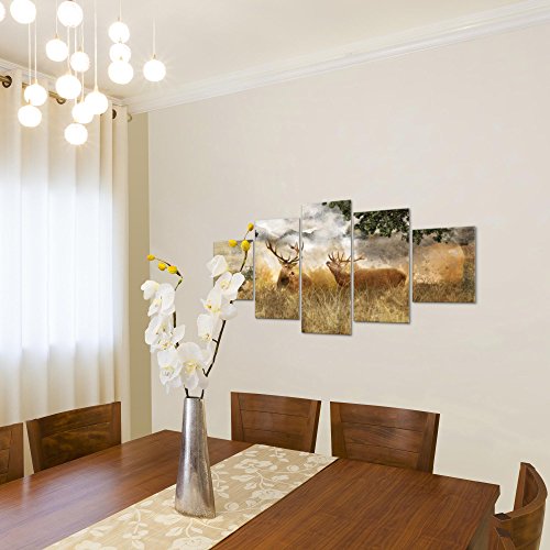 Natur Hirsch Bild Kunstdruck auf Vlies-Leinwand S142