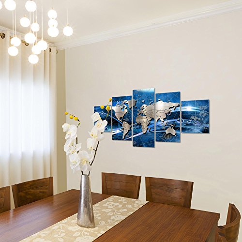 Weltkarte World Map Bild Kunstdruck auf Vlies-Leinwand W073
