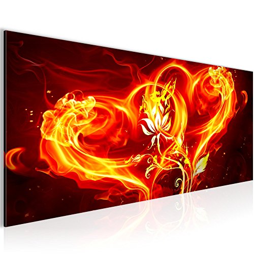 Feuer Herz Blumen Bild Kunstdruck auf Vlies-Leinwand B434