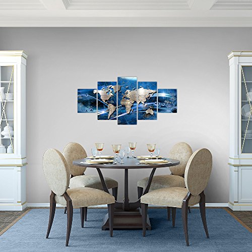 Weltkarte World Map Bild Kunstdruck auf Vlies-Leinwand W073