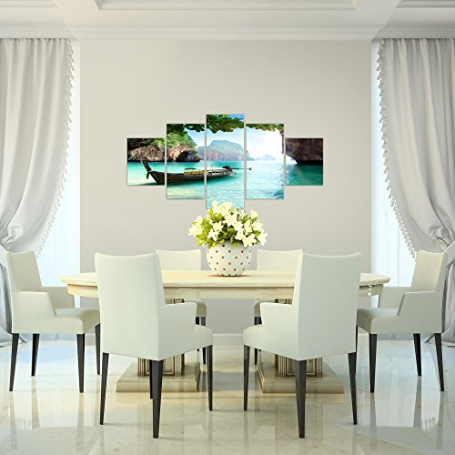 Meer Insel Landschaft Bild Kunstdruck auf Vlies-Leinwand L029