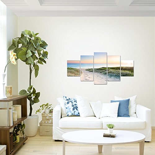 Strand Meer Landschaft Bild Kunstdruck auf Vlies-Leinwand L012