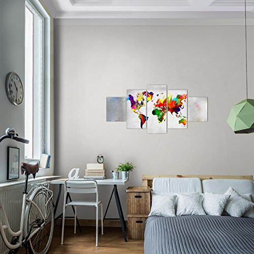 Weltkarte World Map Bild Kunstdruck auf Vlies-Leinwand W049