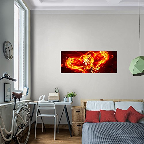 Feuer Herz Blumen Bild Kunstdruck auf Vlies-Leinwand B434