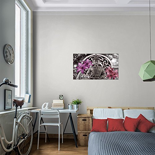 Buddha Blumen Bild Kunstdruck auf Vlies-Leinwand F011