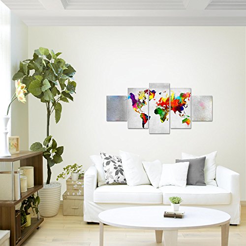Weltkarte World Map Bild Kunstdruck auf Vlies-Leinwand W049