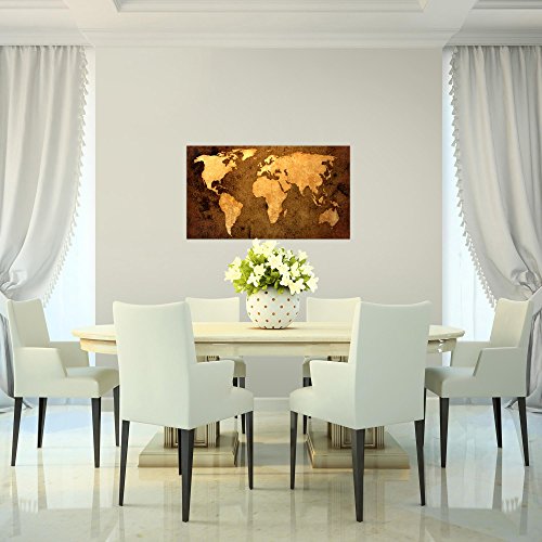 Weltkarte World Map Bild Kunstdruck auf Vlies-Leinwand W071