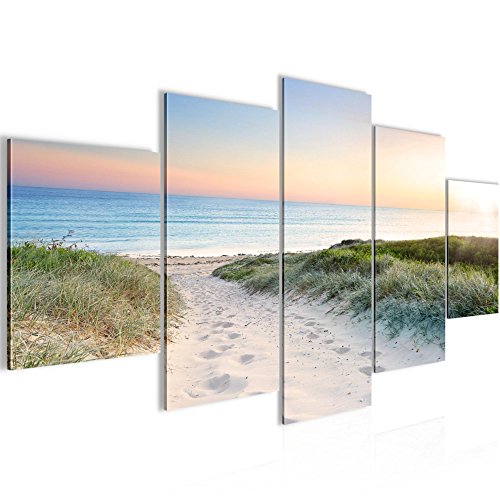 Strand Meer Landschaft Bild Kunstdruck auf Vlies-Leinwand L012