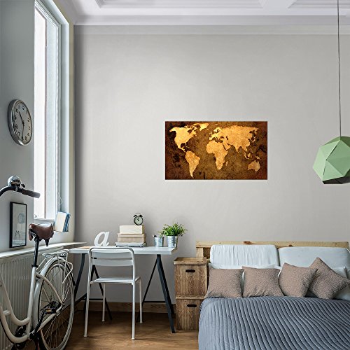 Weltkarte World Map Bild Kunstdruck auf Vlies-Leinwand W071