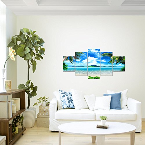 Strand Palmen Landschaft Bild Kunstdruck auf Vlies-Leinwand L019