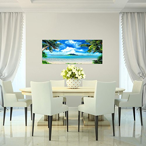 Strand Palmen Landschaft Bild Kunstdruck auf Vlies-Leinwand L020