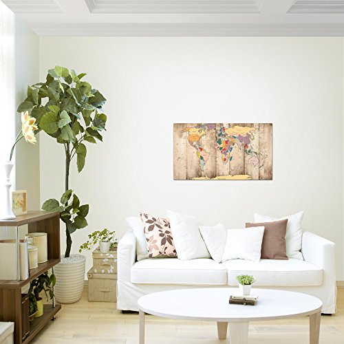 Weltkarte World Map Bild Kunstdruck auf Vlies-Leinwand W046