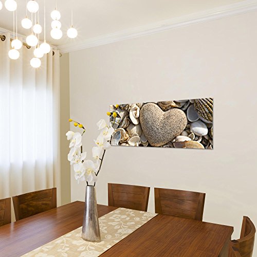 Herz Muscheln Bild Kunstdruck auf Vlies-Leinwand S086
