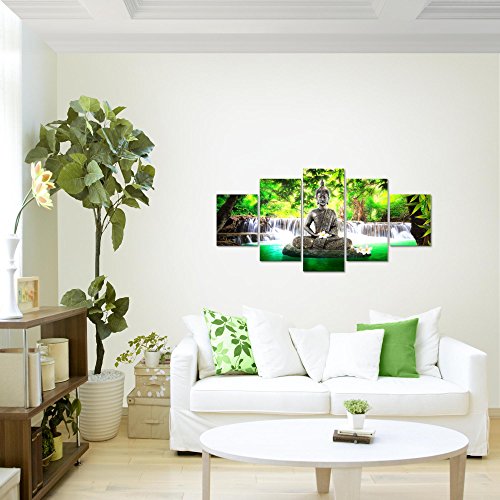 Buddha Wasserfall Bild auf Vlies-Leinwand F005