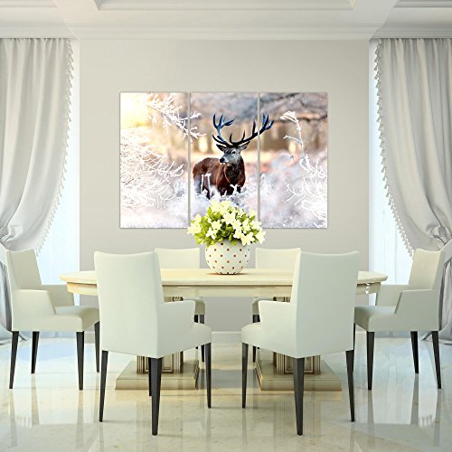 Winter Hirsch Bild Kunstdruck auf Vlies-Leinwand S194