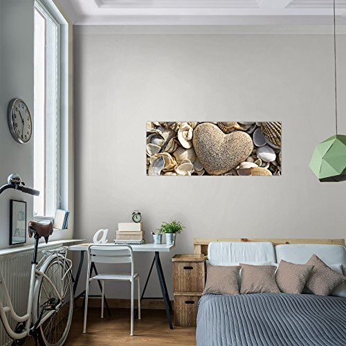 Herz Muscheln Bild Kunstdruck auf Vlies-Leinwand S086